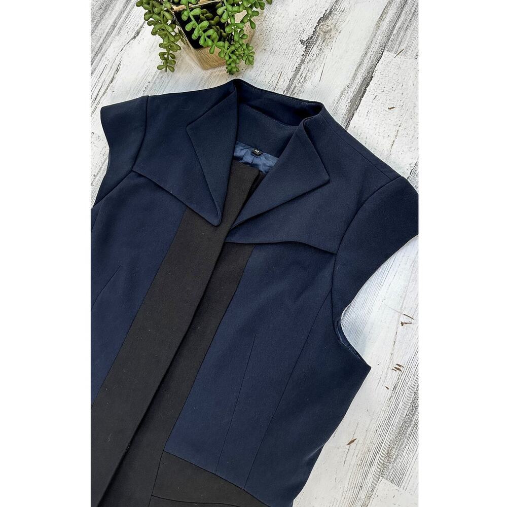 Navy & Black Structured Button Front Top size 14 Large - Picture 7 of 9